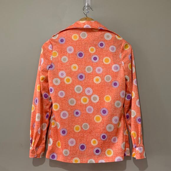 Vintage 70s Shirt Set Small Polka Dot Tank Button Down Long Sleeve Pastel - Picture 4 of 16